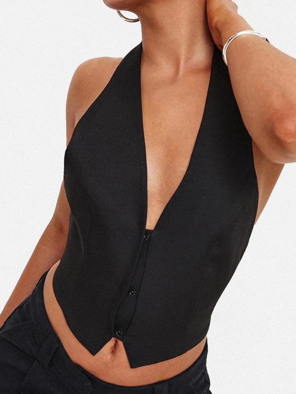 Deadstock Princess Polly Je Suis Backless Halter Top Onyx